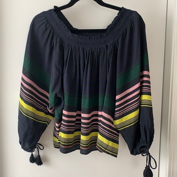 Apiece Apart Silk Striped Blouse 4 - Picture 1 of 10
